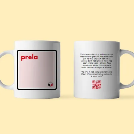 Gepersonaliseerde mok met tekst prela